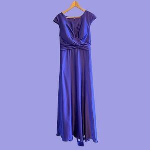 Cap Sleeve Purple‎ Mother of the Bride NWT Tie Back Formal Dress Pockets-Size 14